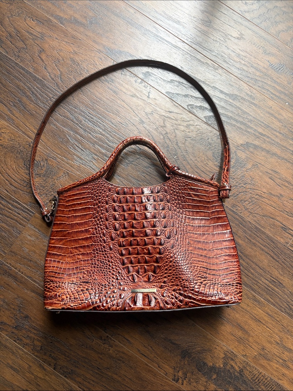 Brahmin Croc-Embossed Leather Shoulder Bag